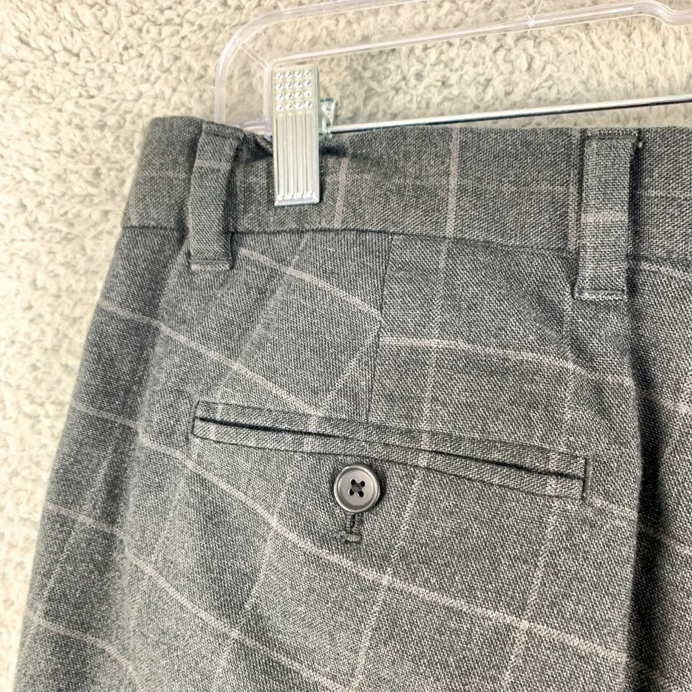 Banana Republic Aiden Pants Mens 32 Gray Plaid Business Casual Khakis Fit 34x28‎